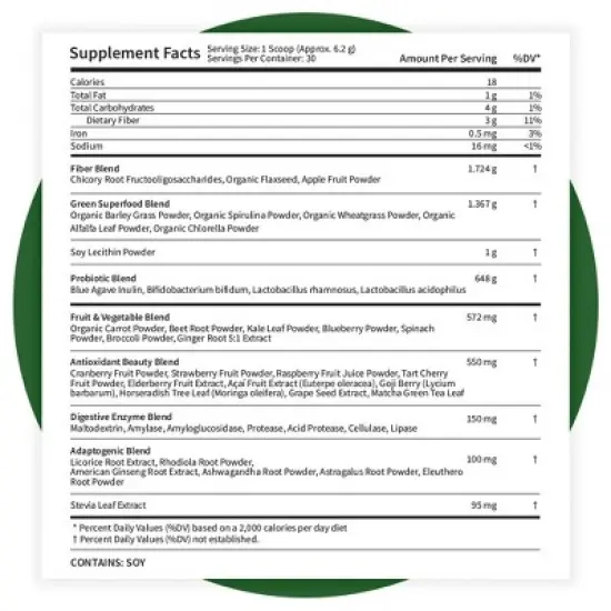 Pattern Wellness Greens Powder - Unflavored (6.6 ounces) image {3}
