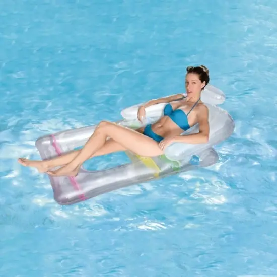 Northlight 62" Clear Inflatable Swimming Pool Float Lounger with Backrest image {1}