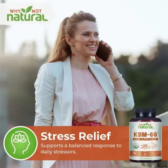 Why Not Natural Organic Ashwagandha KSM 66 Supplement, 90 Capsules image {6}