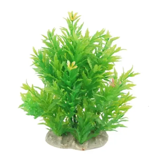 Unique Bargains Ceramic Base Flowers Green Emulated Water Grass Fish Tank Ornament 6.7" Yellow image {3}
