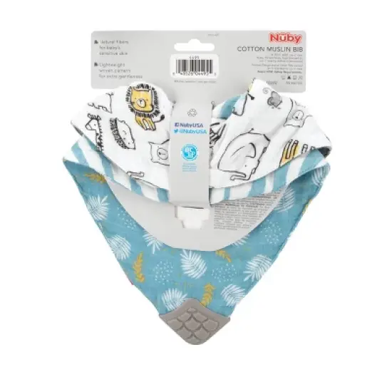Nuby 2pk Teether Muslin Bandana Bib image {12}