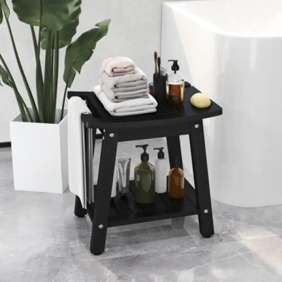Tangkula Shower Bench Seat HIPS Shower Stool w/Handle Shower Head & Soap Holder image {1}