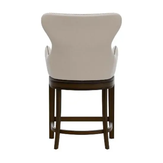 25.75" Caydena Memory Return Swivel Wood Counter Height Barstool Rustic Gray/Cream Fabric - Hillsdale Furniture image {7}