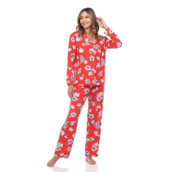 Long Sleeve Floral Pajama Set - White Mark image {6}