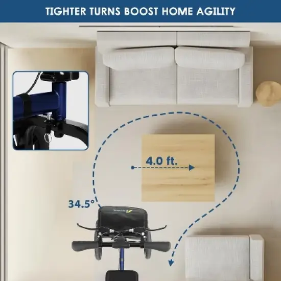 Lycvki Adjustable All Terrain Knee Rollator Walker for Broken Leg Ankle Injuries with 10" Big Wheels, Dual Brakes image {8}
