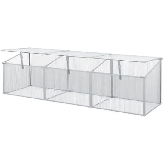 Outsunny Mini Greenhouse Kit, 71" Outdoor Cold Frame with Adjustable Roof, Polycarbonate & Aluminum Frame image {3}
