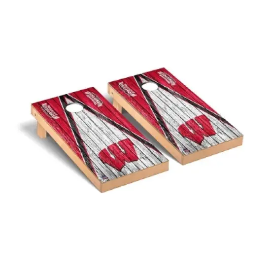 NCAA Wisconsin Badgers Premium Cornhole Board Triangle Weathered Version image {1}