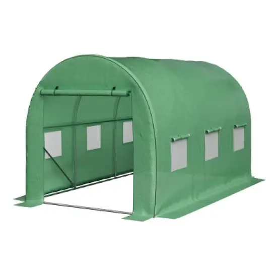 Walk In Greenhouse - 12ft x 7ft x 7ft Outdoor Green House with Vented Windows - Mesh-Reinforced Polyethylene Cover with Steel Frame by Home-Complete image {12}