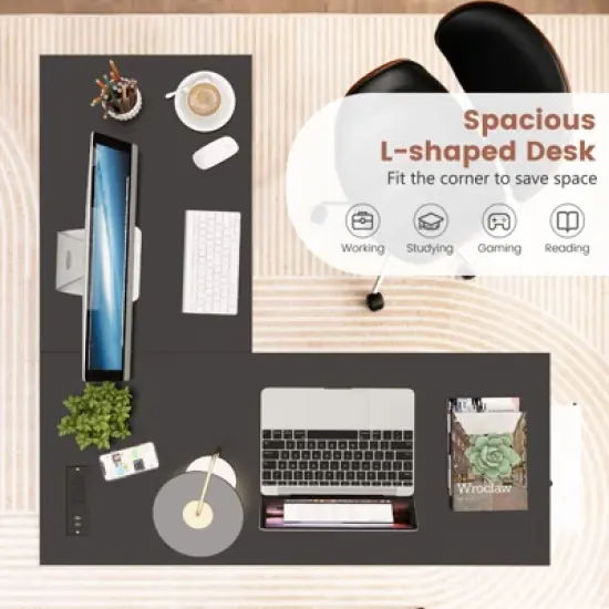 Tangkula L Shaped Corner Computer Desk Study Table w/Storage Shelves image {7}