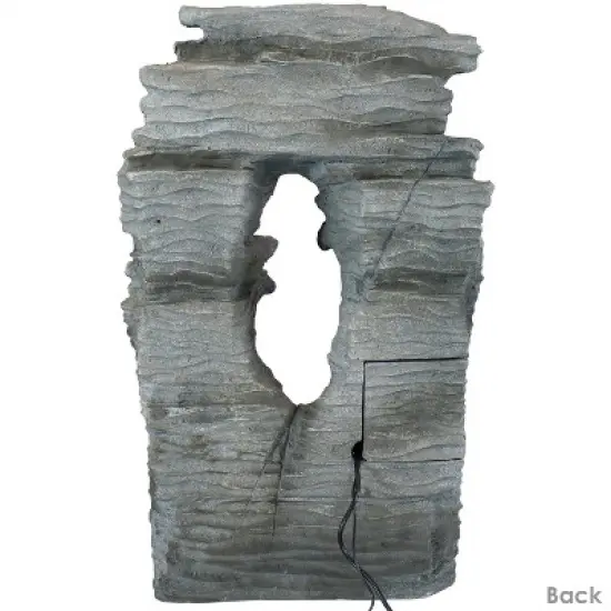 Sunnydaze 39"H Electric Polyresin and Fiberglass Dual Cascading Falls Outdoor Water Fountain with LED Lights image {5}