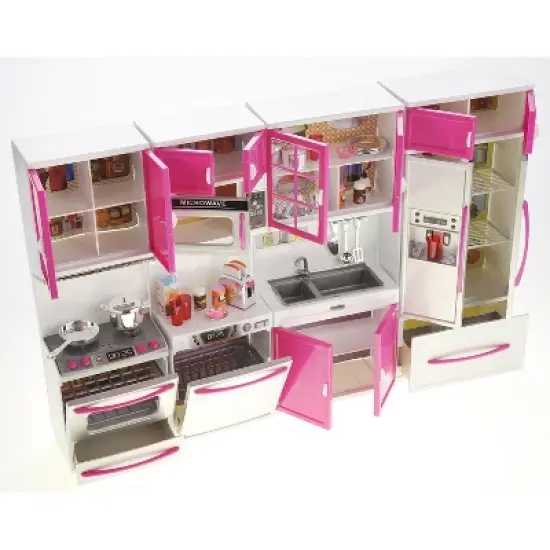 Ready! Set! Play! Link Little Princess Modern Full Deluxe Kitchen Playset Comes With Refrigerator, Stove, Sink, Microwave image {9}