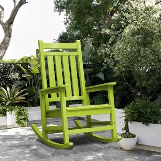 Hyleory HDPE Modern Resin Outdoor Rocking Chair, Patio Adirondack Chair for All Seasons image {1}