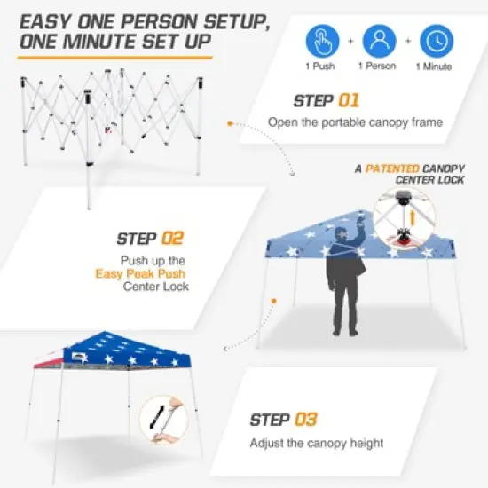 EAGLE PEAK Slant Leg Pop-up Canopy Tent Easy One Person Setup Instant Outdoor Beach Canopy Folding Portable Sports Shelter image {3}