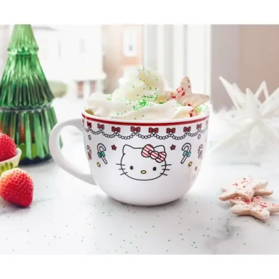 Silver Buffalo Sanrio Hello Kitty Holiday Ceramic Soup Mug | Holds 24 Ounces image {6}