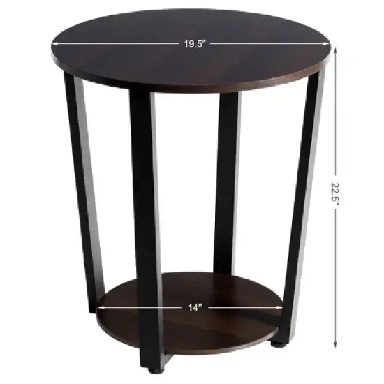 Costway Set of 2 Nightstand Industrial End Table Sofa Side Table Shelf image {3}