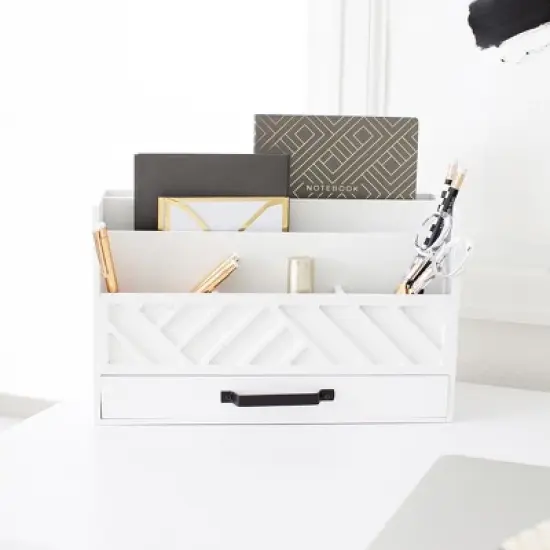 Blu Monaco Wooden Mail Organizer for Countertop or Desk - Kitchen Mail Sorter With Drawer image {14}