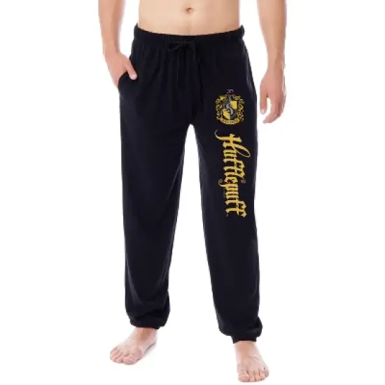 Harry Potter Men's Hogwarts House Hufflepuff Sleep Jogger Pajama Pants Black image {3}