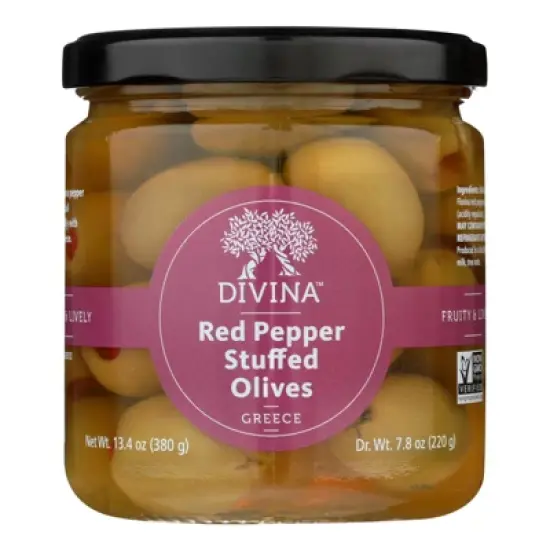 Divina Red Pepper Stuffed Olives - Case of 6/7.8 oz image {1}