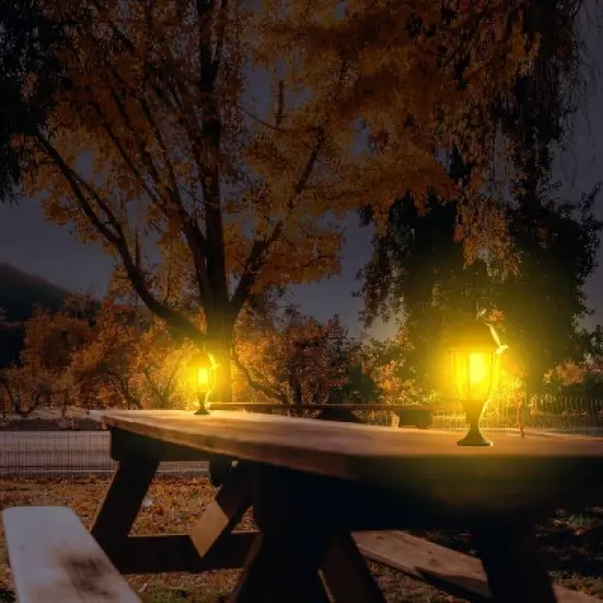 Solar Wall/Pillar Outdoor Lantern with Integrated LED Bulb Black - Techko Maid image {5}