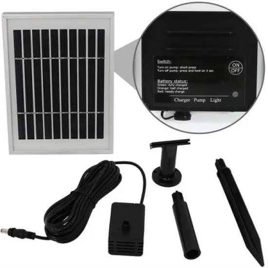 Sunnydaze Outdoor 3-Tier Chiseled Basin Solar Powered Water Fountain with Battery Backup and Submersible Pump - 22" image {9}