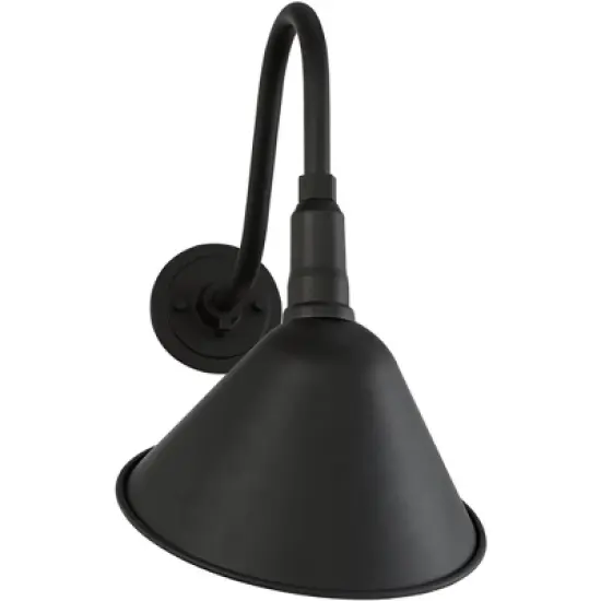 Franklin Iron Works Neihart Rustic Farmhouse Outdoor Wall Light Fixtures Set of 2 Black Gooseneck Arm Downlight 18" for Post Exterior Barn image {2}