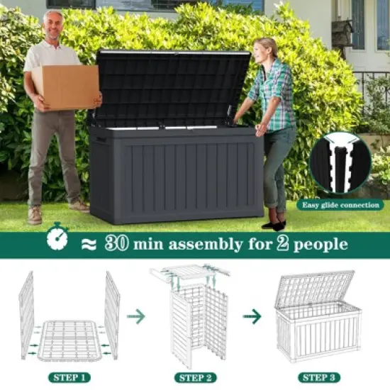 Yardgrace Heavy Duty Secure Storage and Seating Resin Deck Box image {3}