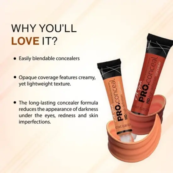 LA Girl HD PRO Conceal Concealer (COOL PINK CORRECTOR) L.A. Smooth & Bendable Formula | Crease Resistant | Natural Coverage (PACK OF 2) image {3}