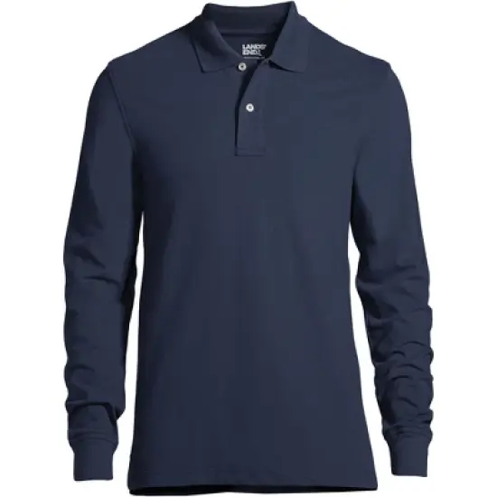 Lands' End Men's Comfort First Long Sleeve Solid Mesh Polo image {1}