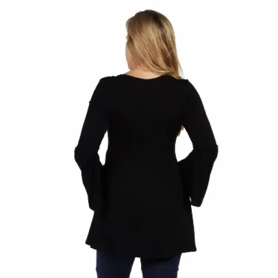 24seven Comfort Apparel Long Bell Sleeve Flared Maternity Tunic Top image {2}