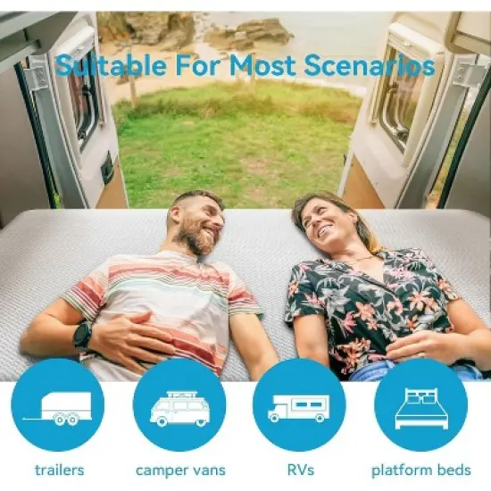 Vipbear RV Mattress, Tencel Cover, Premier Cooling Green Tea/Gel Medium Firm Mattress in a Box, Back Supportive,Made in USA image {5}