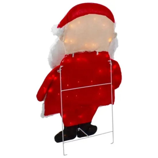 Northlight Lighted 2D Chenille Santa Outdoor Christmas Decoration - 32" - Warm White Lights image {5}