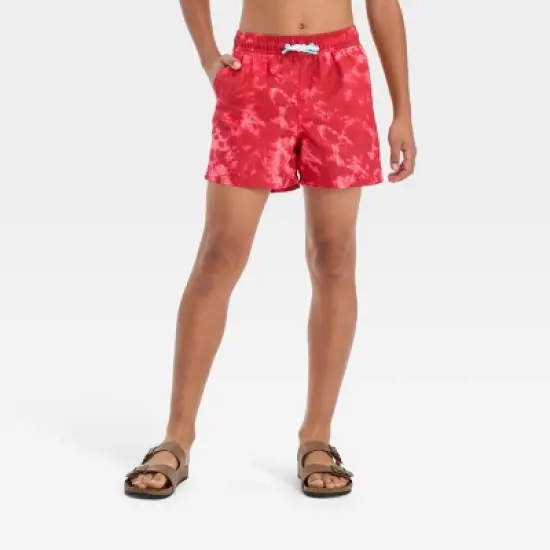 Boys' Tie-Dye Swim Shorts - art class&trade; Red image {3}