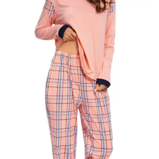 cheibear Womens Sleepwear Pjs Lounge Round Neck with Pants Nightwear Pajama Set image {4}