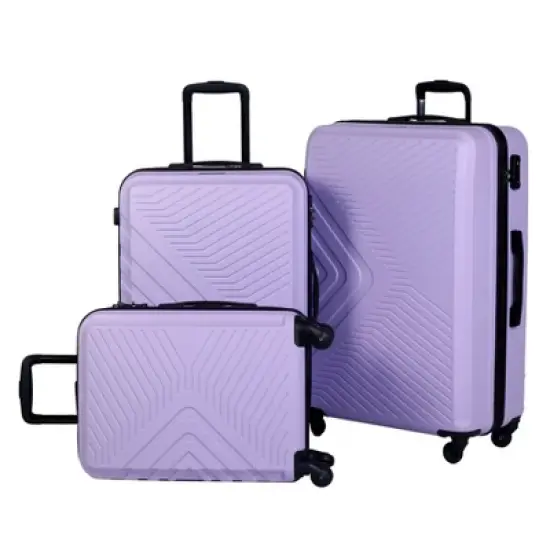 3 Piece Luggage Sets ABS Lightweight Suitcase with Two Hooks, Spinner Wheels, TSA Lock, (20/24/28) Blue image {16}