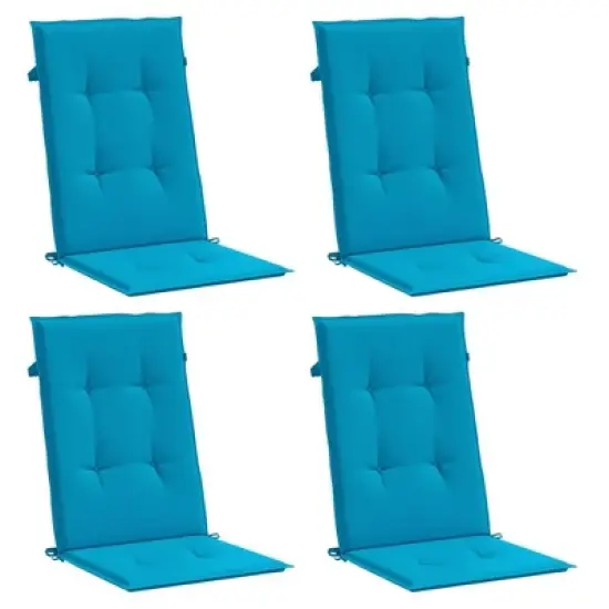 vidaXL Highback Chair Cushion Set of 4 Blue 100% Polyester image {2}