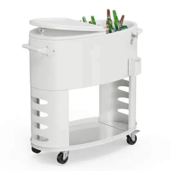 Karl Home 70QT Oval Freezer Patio Cooler Cart image {8}