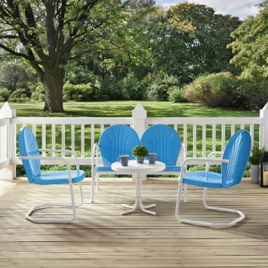 Griffith 4pc Outdoor Conversation Set - Sky Blue - Crosley image {4}