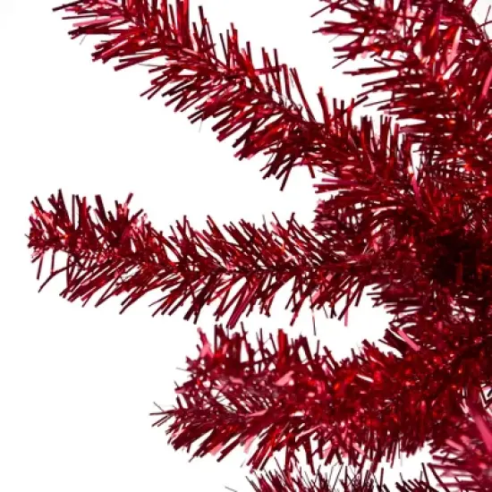 Northlight 6' Metallic Red Tinsel Artificial Christmas Tree - Unlit image {1}