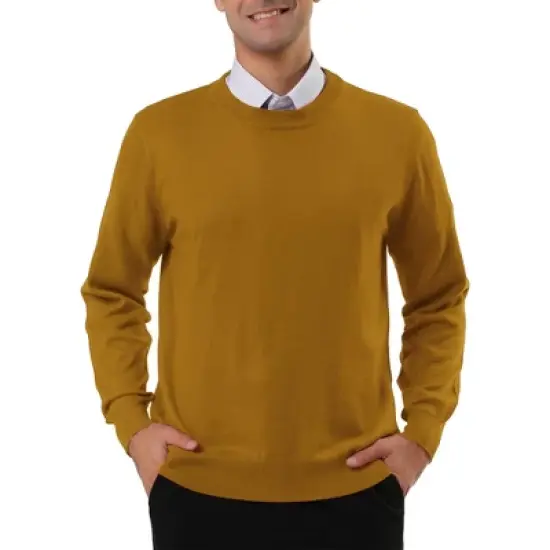 Lars Amadeus Men's Casual Round Neck Long Sleeves Solid Color Knitted Pullover Sweater image {8}