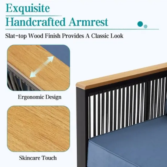 EROMMY 7 Pieces Modern Outdoor Conversation Set Sectional Sofa With Ottomans And Coffee Table image {6}