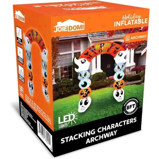 Joyfy 8 FT Tall Halloween Inflatable Outdoor Decoration, Cute Stacking Ghost Inflatable Archway with LEDs for Halloween Yard Garden Lawn Decoration image {8}