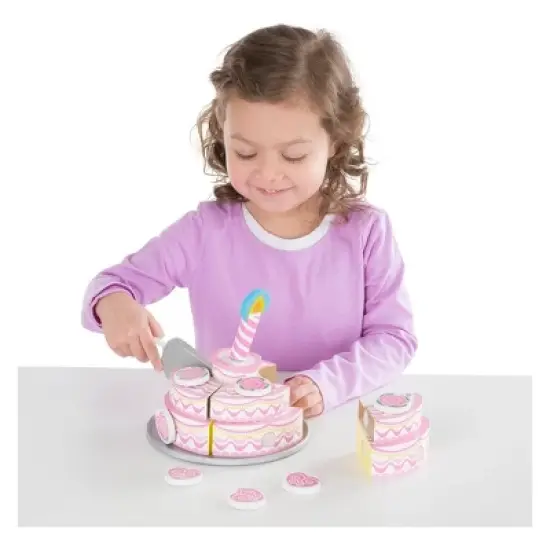 Melissa & Doug Triple-Layer Party Cake Wooden Play Food Set image {1}