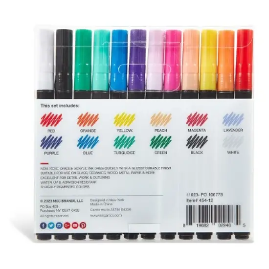KINGART Pro Paint Pens Extra Fine Tip, 12 Colors image {5}