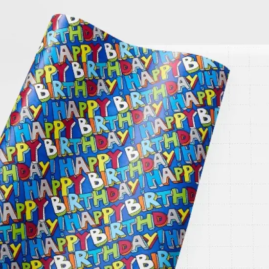 20sq ft 'Happy Birthday' Gift Wrapping Paper - Spritz&trade;: Multicolor Typography, Boys, Birthday, Spring Theme image {2}