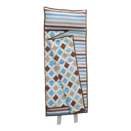 Bacati - Mod Dia/Stripes Aqua Teal Beige Brown Toddler Nap Mat image {3}