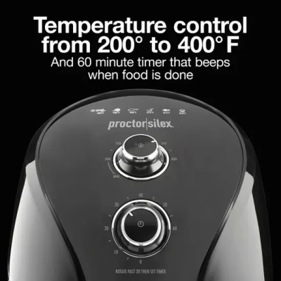Proctor Silex Air Fryer - Black: 3 Qt Capacity, 1700W, Dishwasher-Safe Parts, Electric Kitchen Appliance image {4}