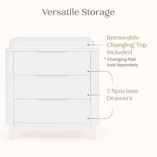 Delta Children Noah 3 Drawer Dresser with Changing Top and Interlocking Drawers image {6}