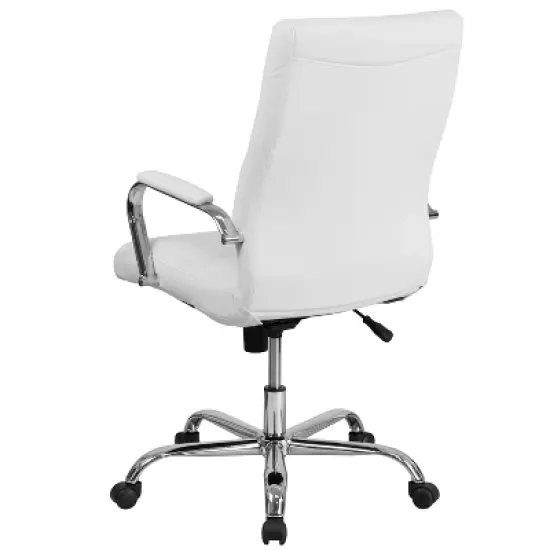 Flash Furniture High Back White LeatherSoft Executive Swivel Office Chair with Chrome Frame and Arms image {6}
