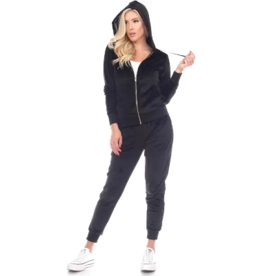 Women's 2 Piece Velour Tracksuit Set - White Mark image {4}