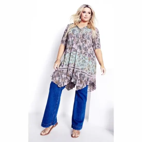 Women's Plus Size Sundara Border Tunic - blue | AVEOLOGY image {3}